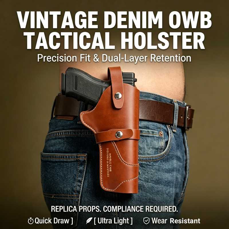 Edc Carry Belt Leather - Vintage Leather Revolver Holster OWB Outside