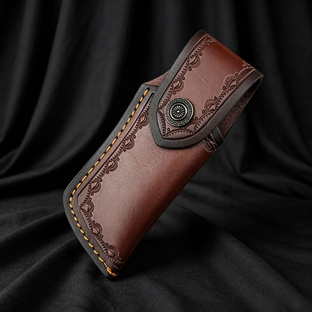 Brown Embossed Leather Knife S - огляд і ціна Edc Carry Belt Leather